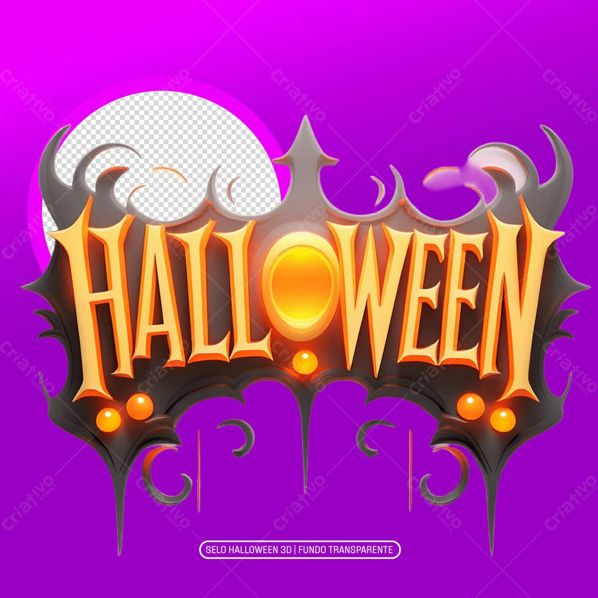 Selo Halloween 3D PNG com fundo transparente