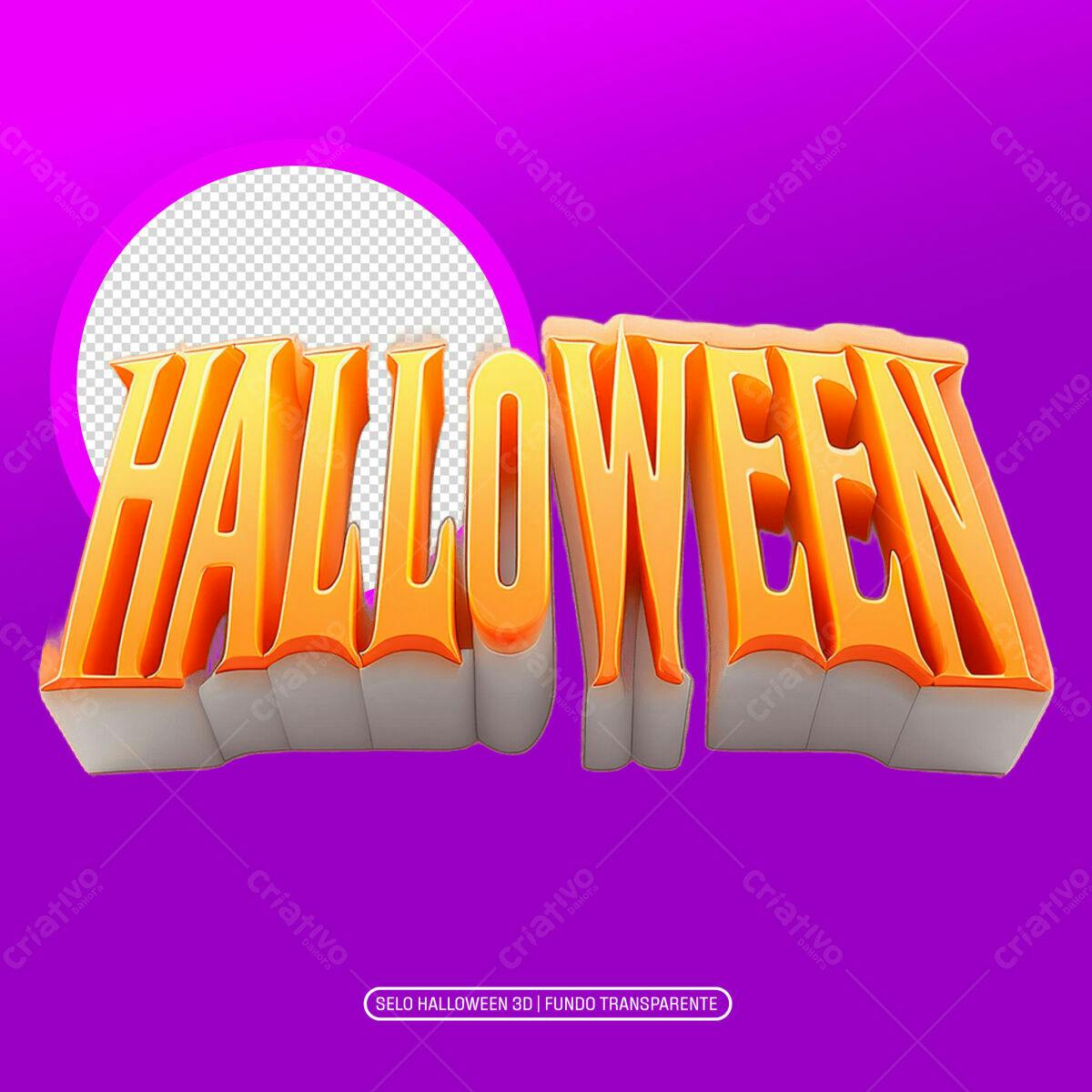 Selo Halloween 3D PNG com fundo transparente