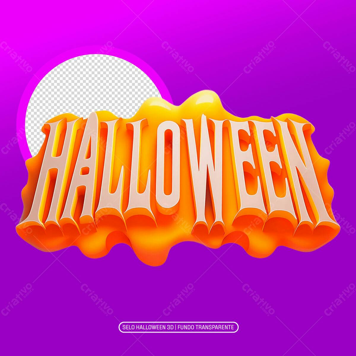 Selo Halloween 3D PNG com fundo transparente