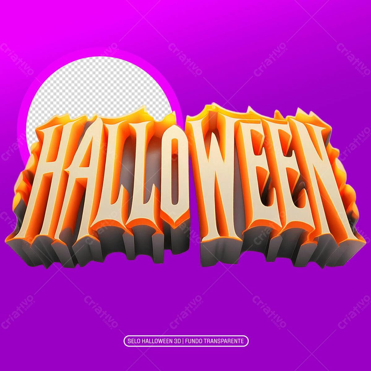 Selo Halloween 3D PNG com fundo transparente