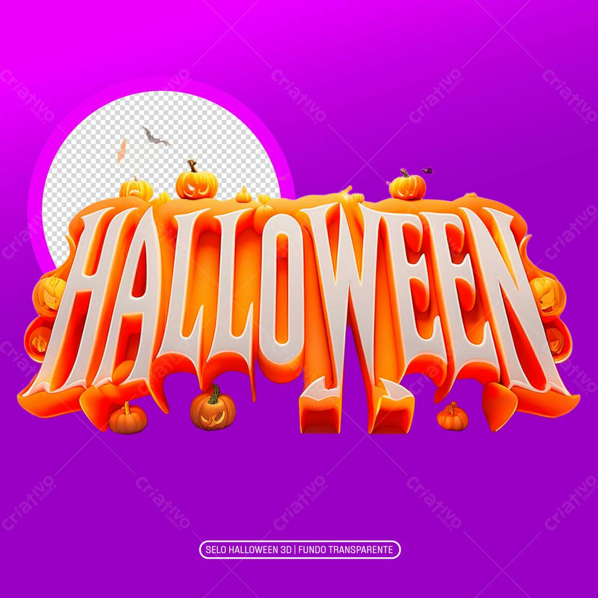 Selo Halloween 3D PNG com fundo transparente