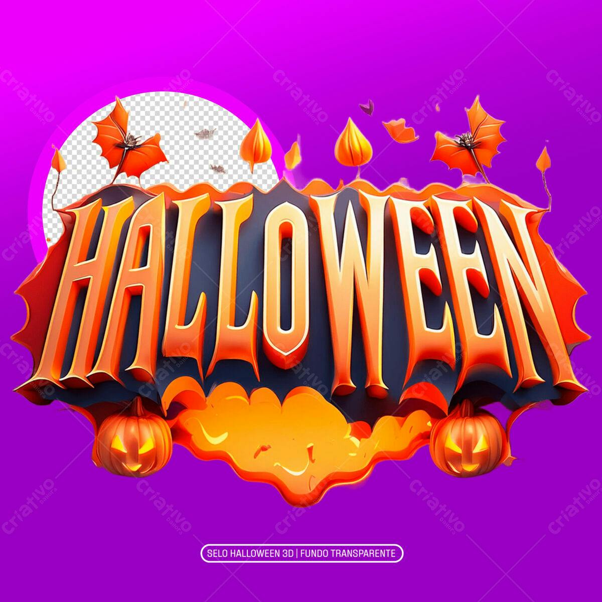 Selo Halloween 3D PNG com fundo transparente
