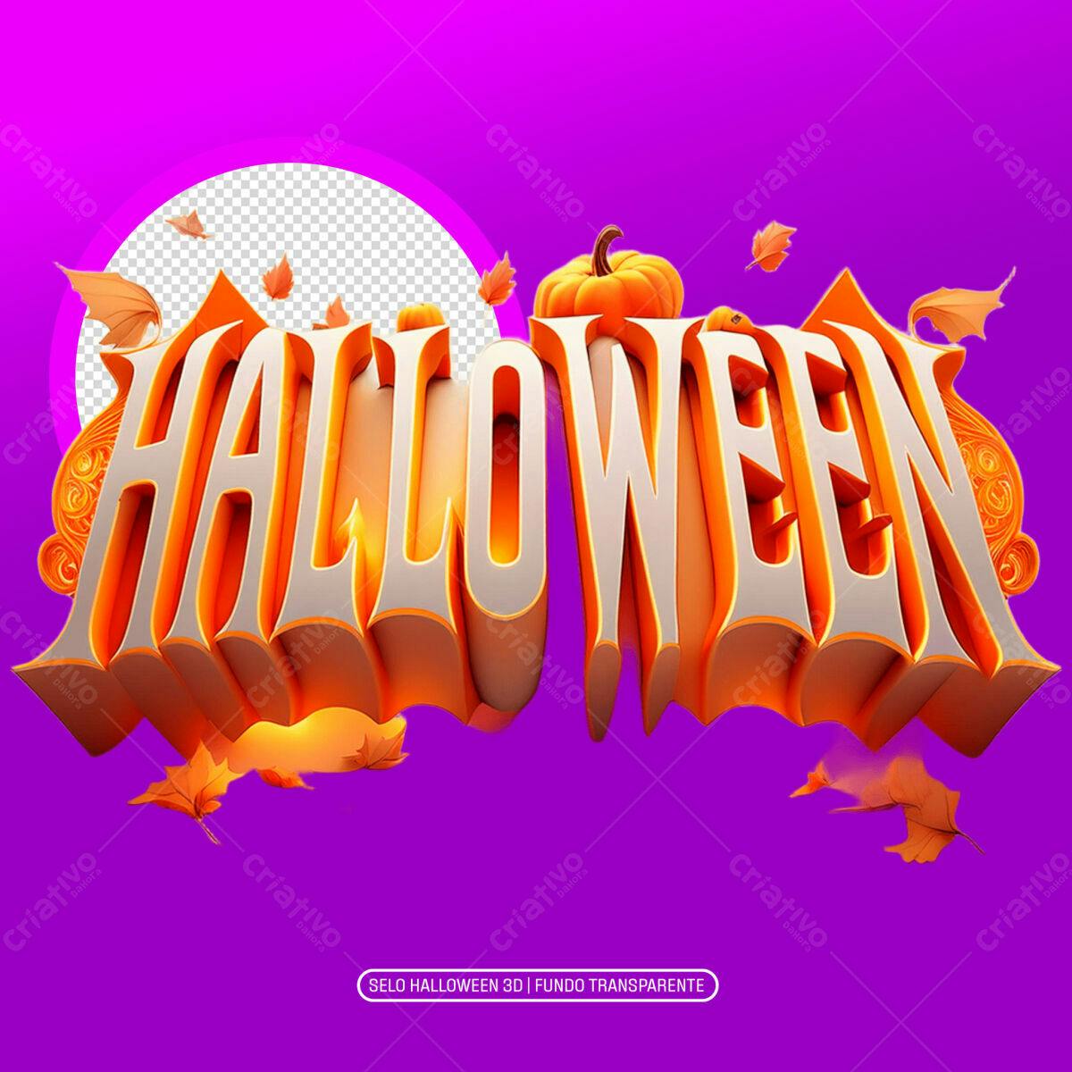 Selo Halloween 3D PNG com fundo transparente