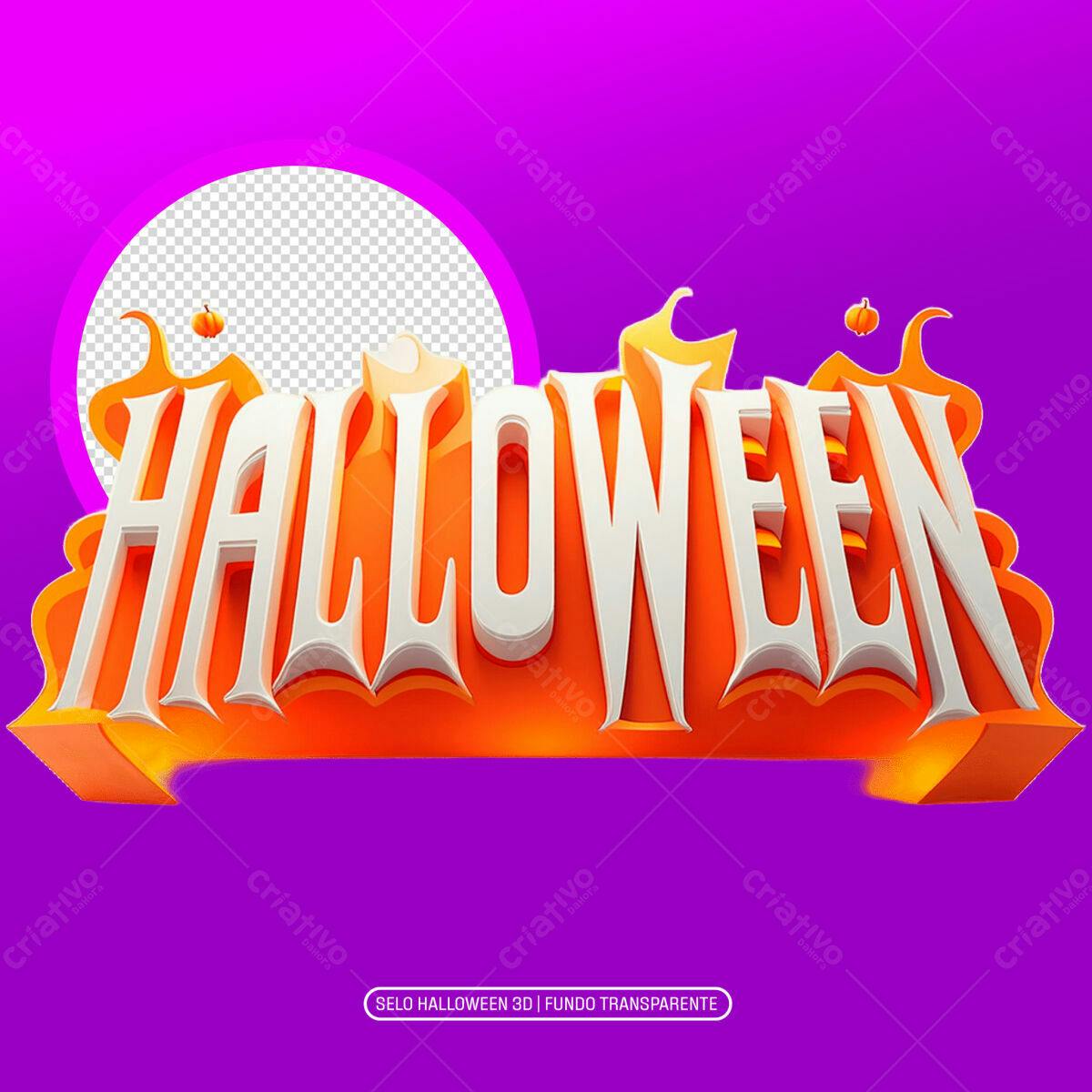 Selo Halloween 3D PNG com fundo transparente