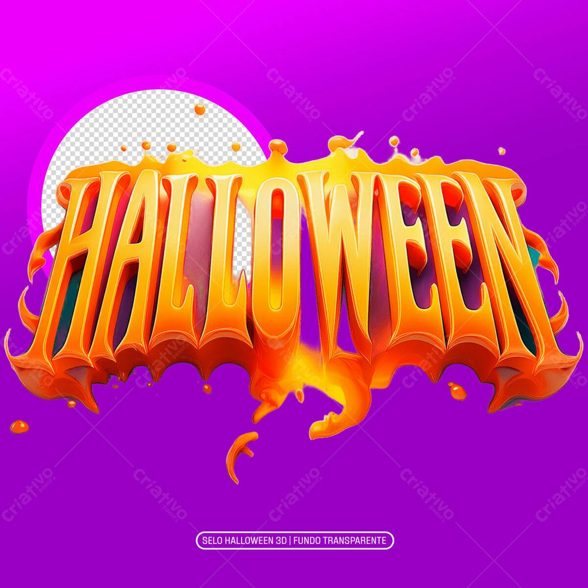 Selo Halloween 3D PNG com fundo transparente