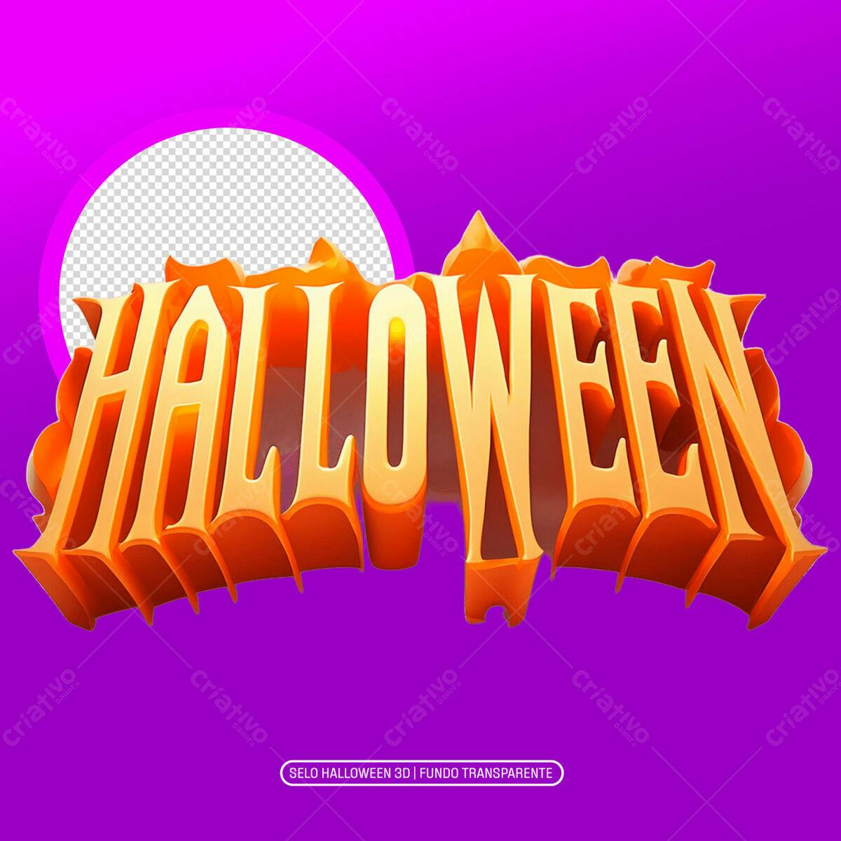 Selo Halloween 3D PNG com fundo transparente
