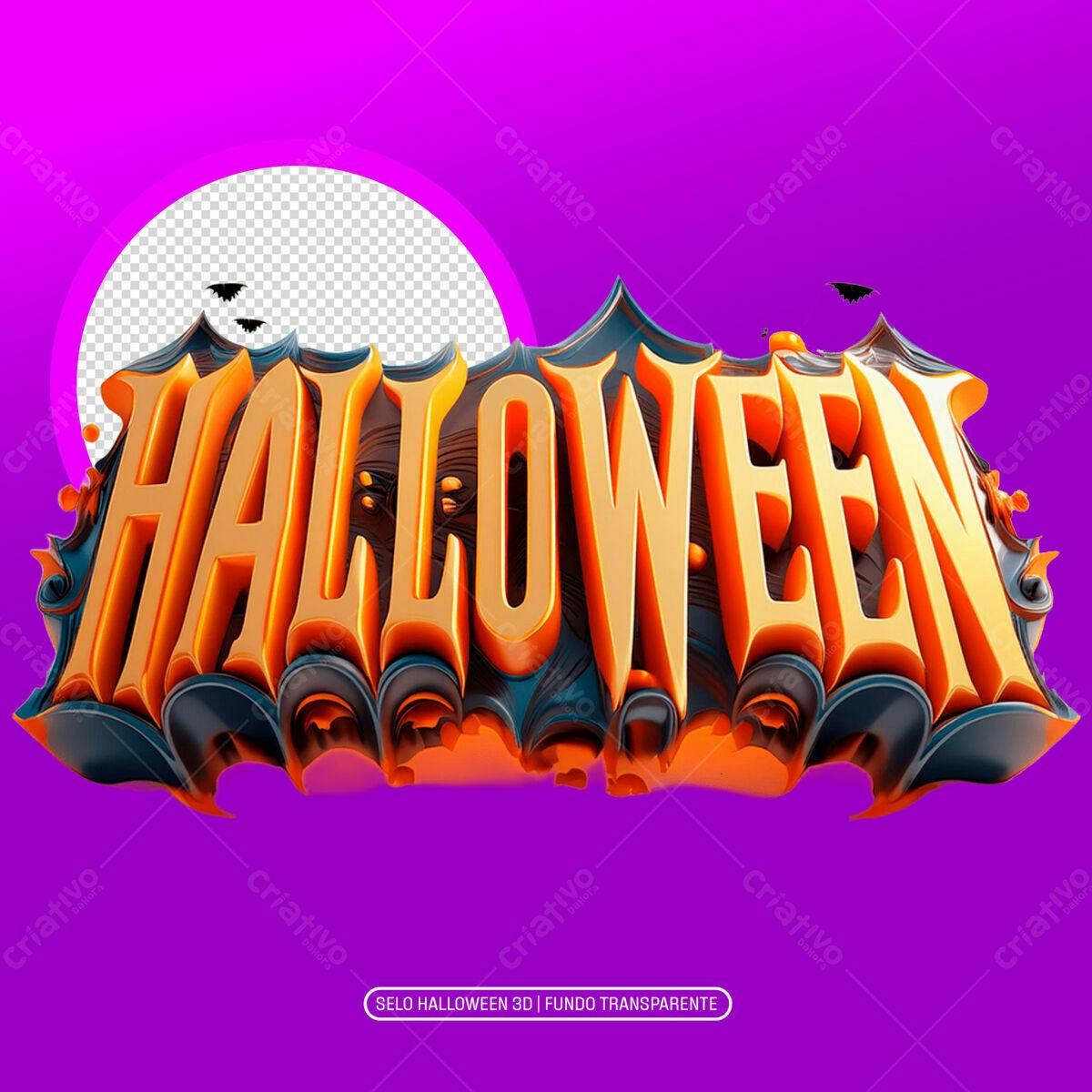 Selo Halloween 3D PNG com fundo transparente