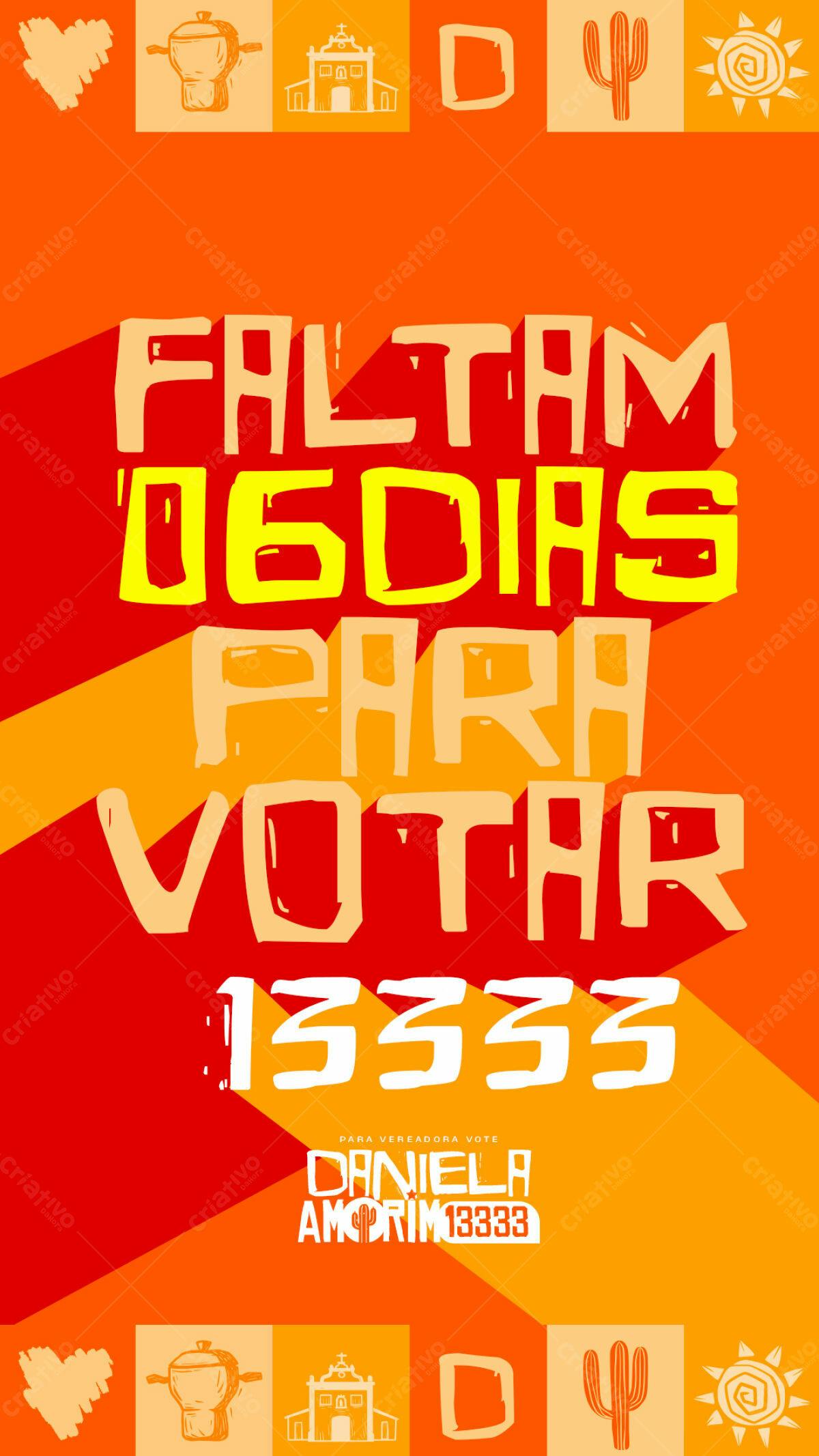 Flyer Eleições PSD Editável Vermelha e Amarela para Daniela Amorim 13333