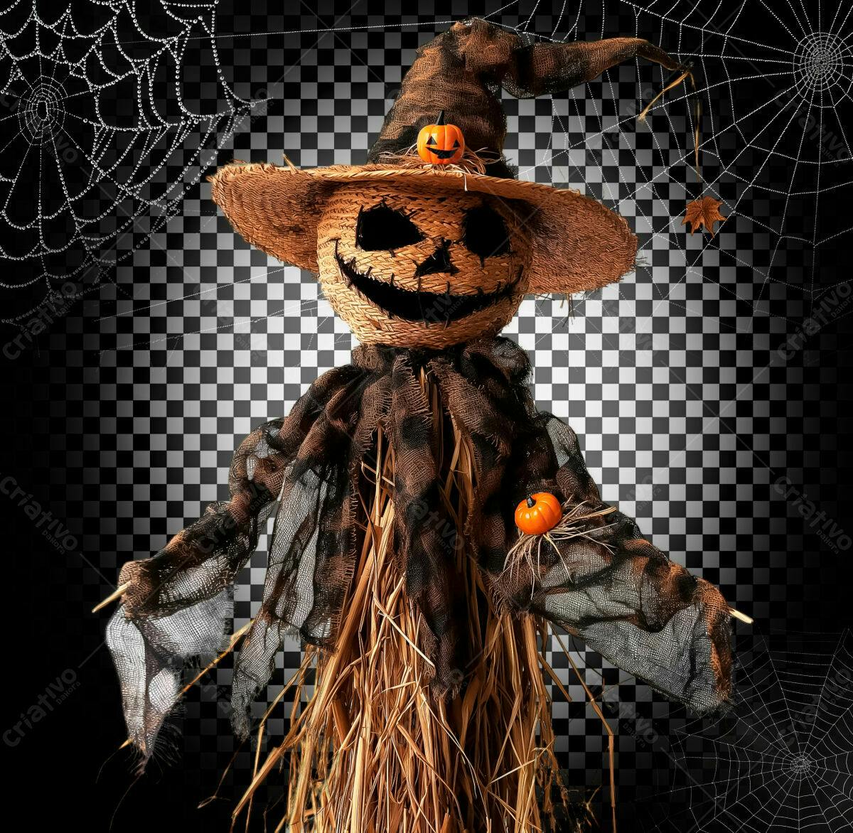 PSD Espantalho Halloween com Abóboras PSD Editável