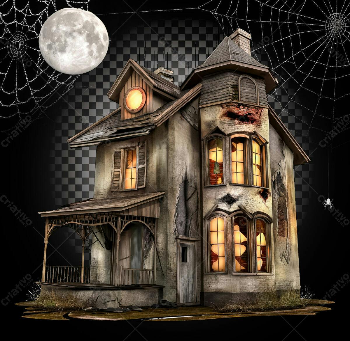 Casa Assombrada para Festa de Halloween PSD Editável