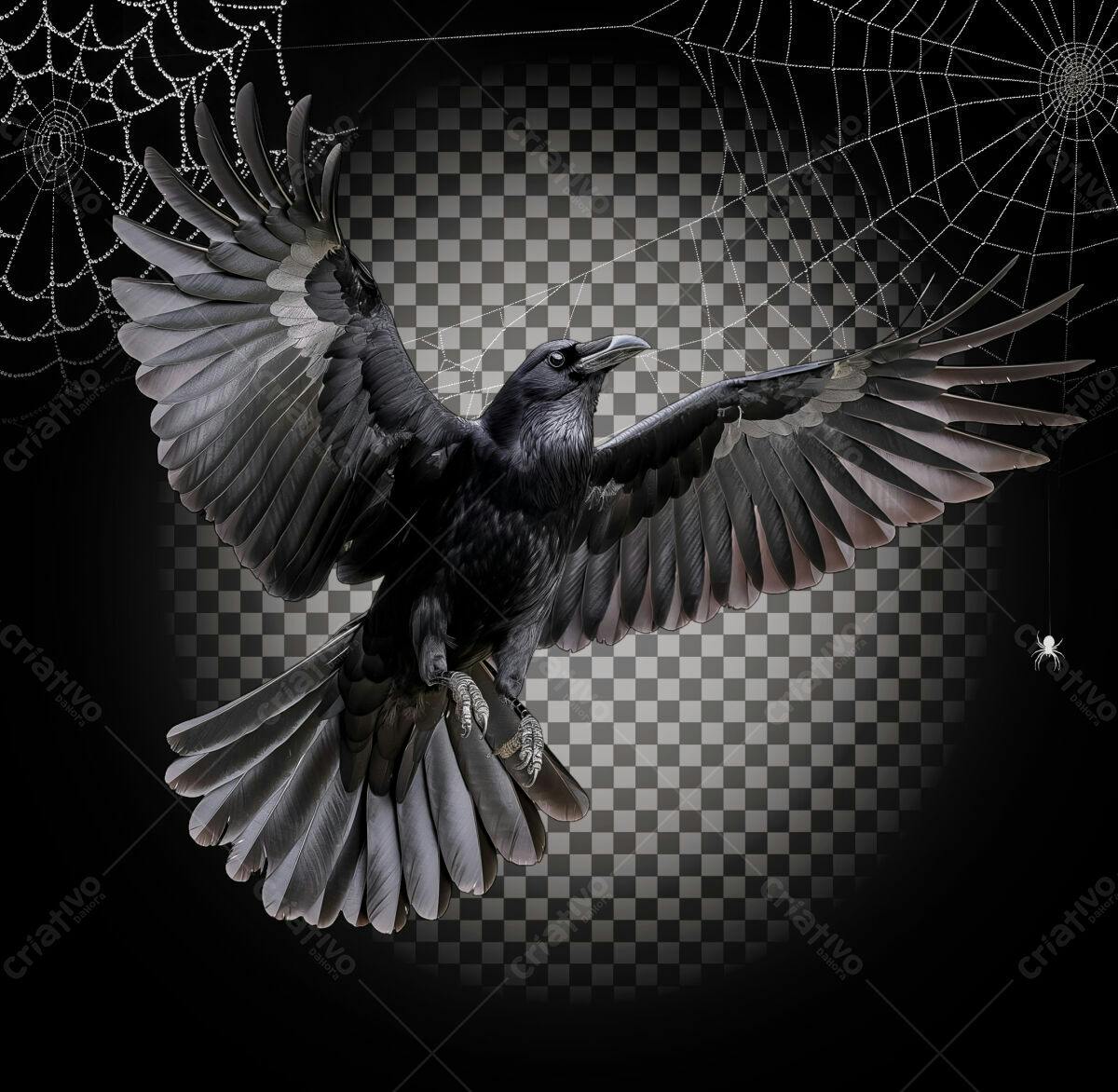 Arte com Corvo em Voo PSD Editável