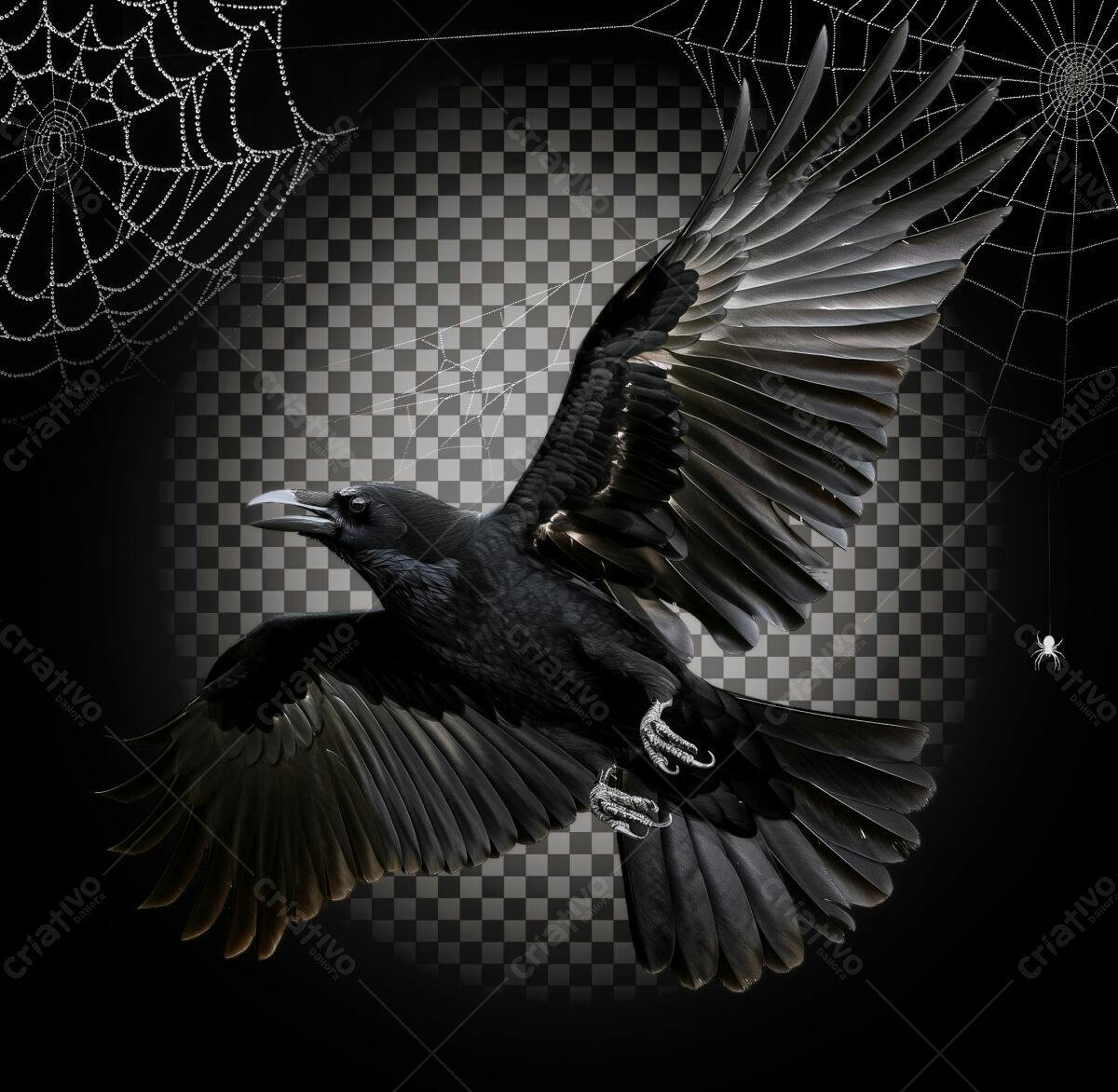 PSD Corvo em Voo para Halloween Editável