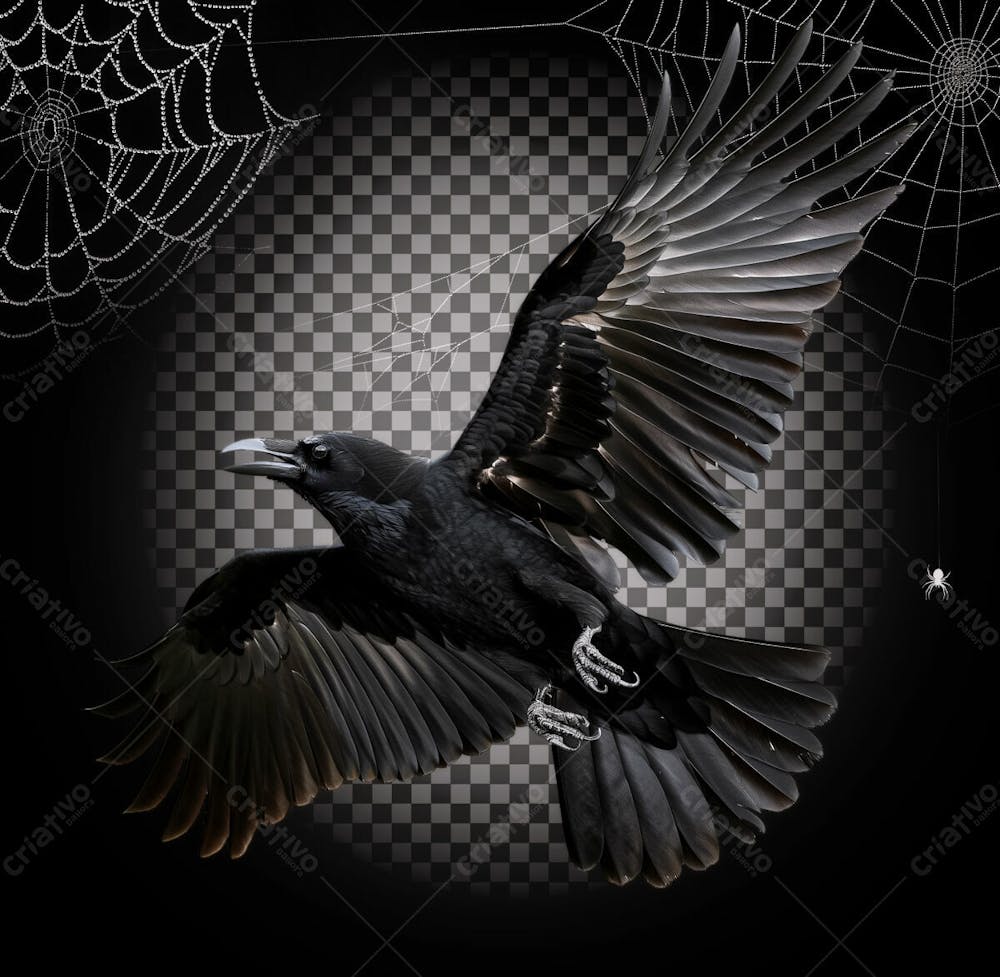 Corvo Voando Para Halloween Isolado Sobre Um Fundo Transparente