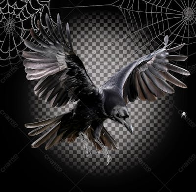 Corvo Voando Para Halloween Isolado Sobre Um Fundo Transparente