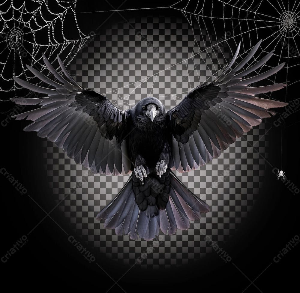 Corvo Voando Para Halloween Isolado Sobre Um Fundo Transparente