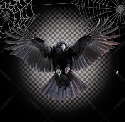 Corvo Voando Para Halloween Isolado Sobre Um Fundo Transparente