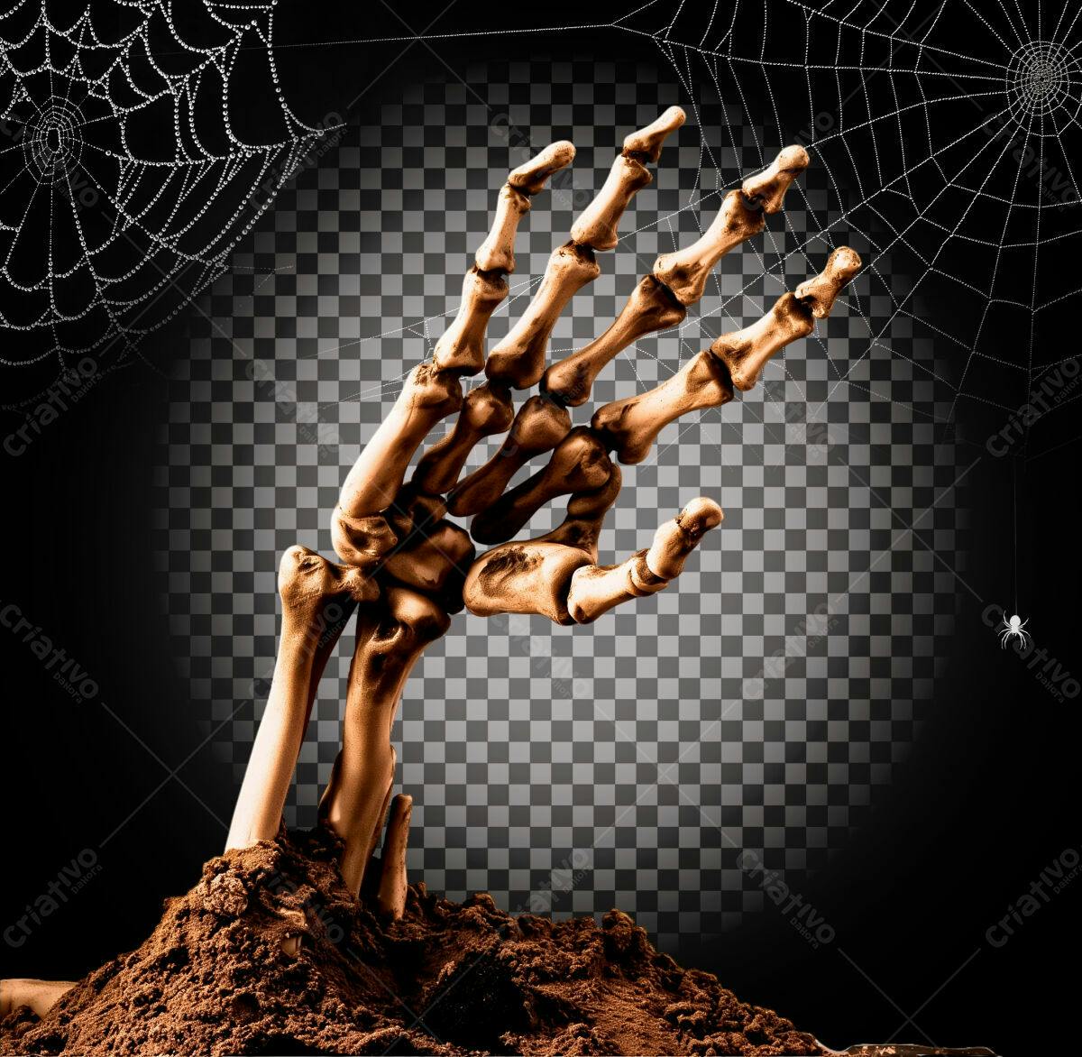 Flyer Halloween Mão Esqueleto Bronze PSD Editável