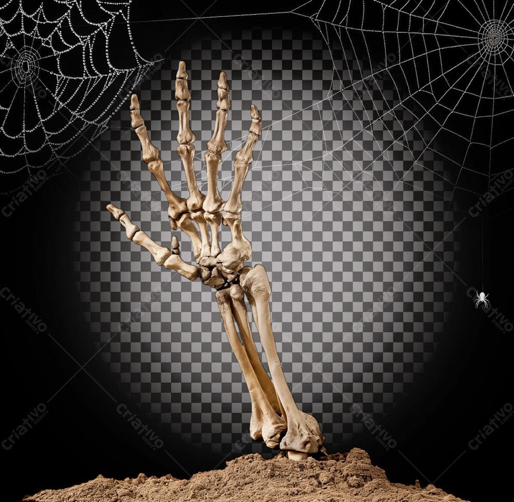 Mão De Esqueleto Para Halloween Isolado Sobre Um Fundo Transparente