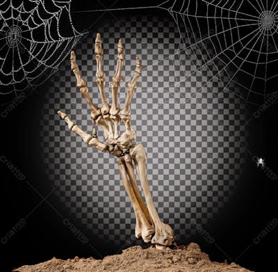 Mão De Esqueleto Para Halloween Isolado Sobre Um Fundo Transparente