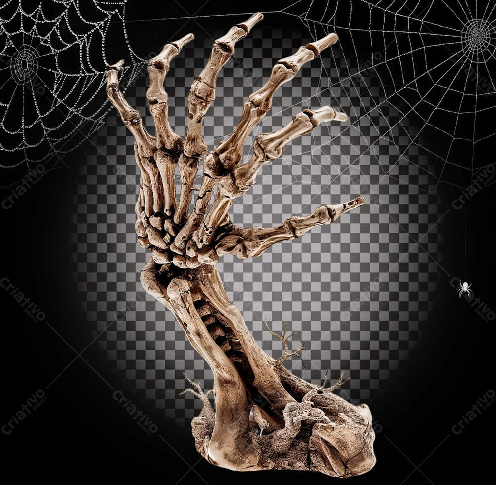 Mão De Esqueleto Para Halloween Isolado Sobre Um Fundo Transparente