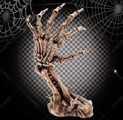 Mão De Esqueleto Para Halloween Isolado Sobre Um Fundo Transparente