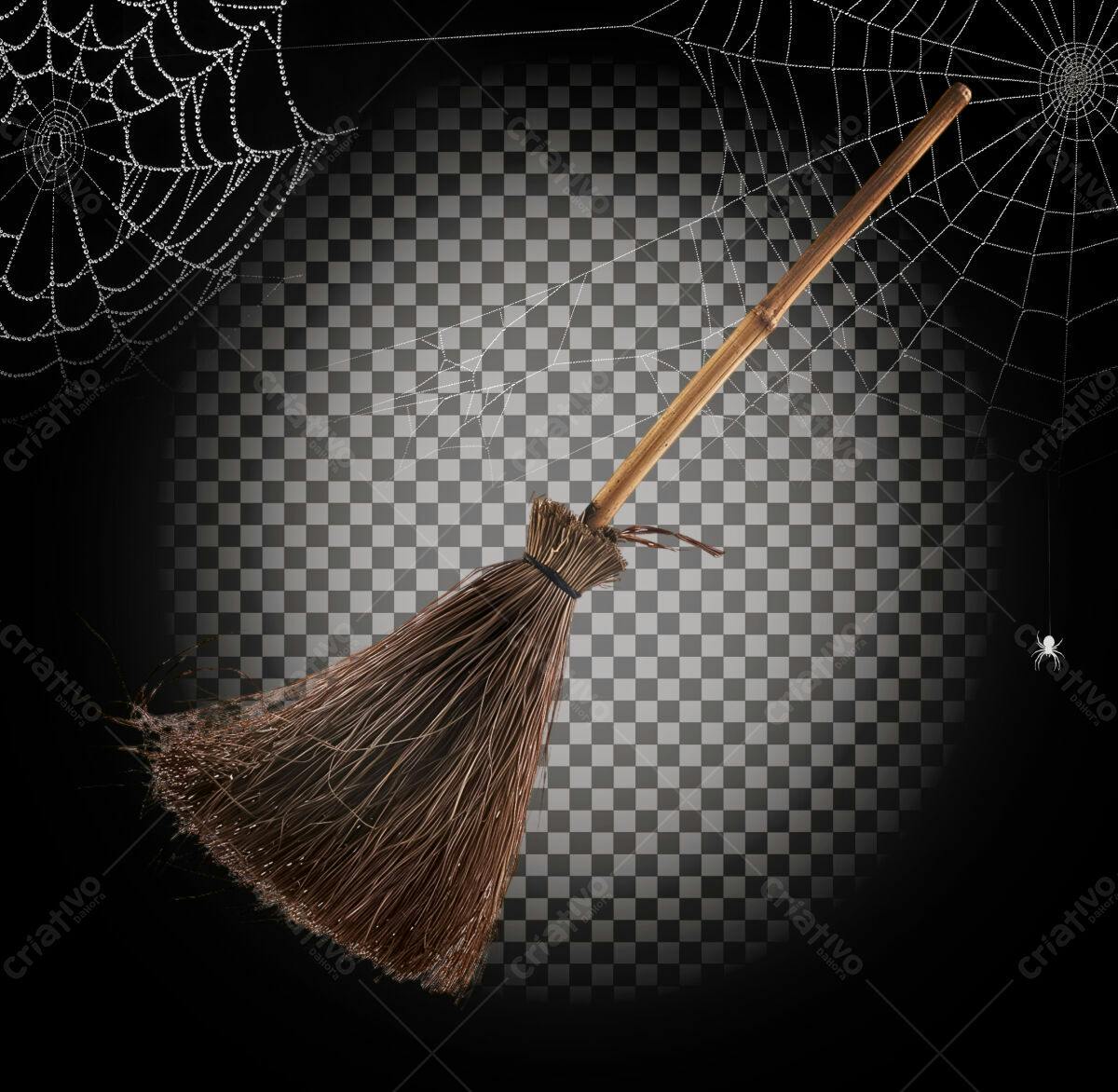 Vassoura de Bruxa para Halloween PSD Editável