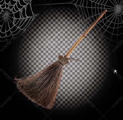 Vassoura De Bruxa Para Halloween Isolado Sobre Um Fundo Transparente