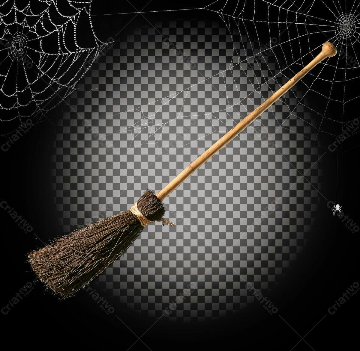 Design de Vassoura de Bruxa para Halloween PSD Editável