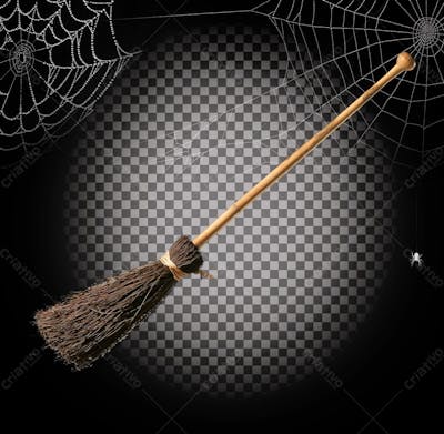 Vassoura De Bruxa Para Halloween Isolado Sobre Um Fundo Transparente
