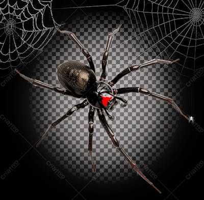 Aranha Preta E Vermelha Para Halloween Isolado Sobre Um Fundo Transparente