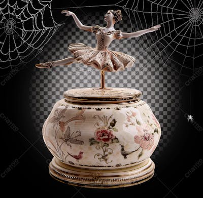 Bailarina Caixa De Música Para Halloween Isolado Sobre Um Fundo Transparente