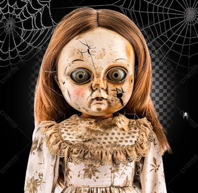 Boneca Amaldiçoada Para Halloween Isolado Sobre Um Fundo Transparente