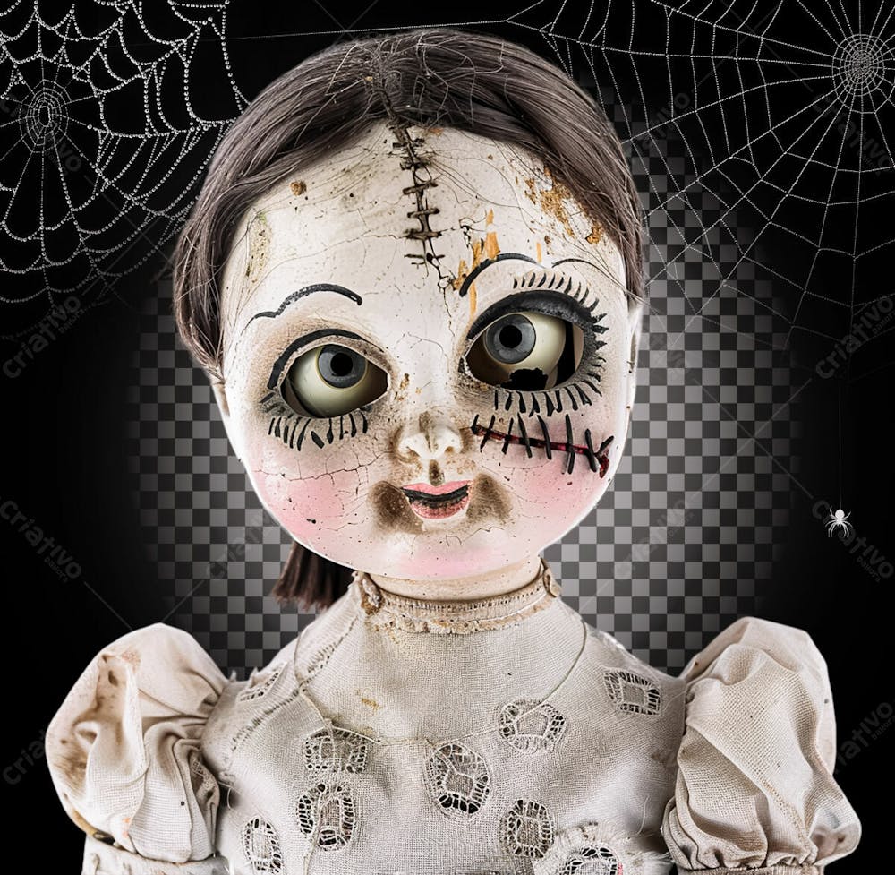 Boneca Assustadora Para Halloween Isolado Sobre Um Fundo Transparente