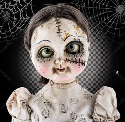 Boneca Assustadora Para Halloween Isolado Sobre Um Fundo Transparente