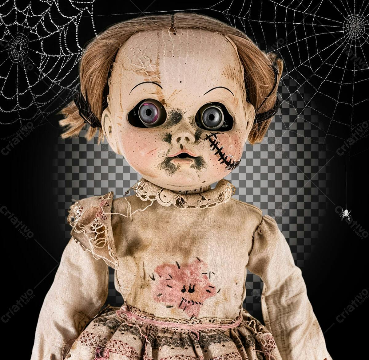 Imagem Boneca Assustadora para Dia das Bruxas PSD Editável