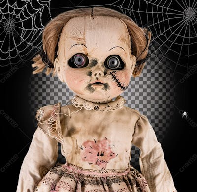 Boneca Assustadora Para Halloween Isolado Sobre Um Fundo Transparente