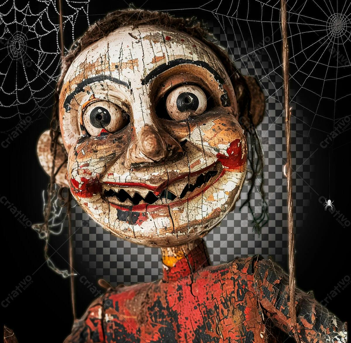 Boneco de Madeira Assustador para Halloween PSD Editável