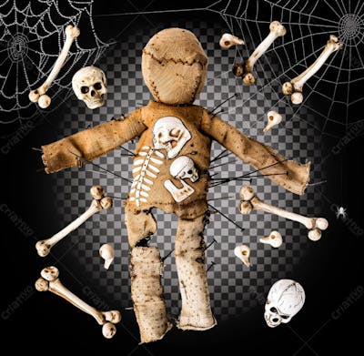 Boneco De Voodoo Para Halloween Isolado Sobre Um Fundo Transparente