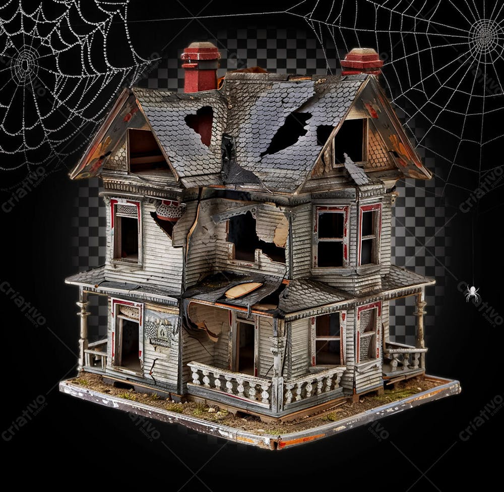 Casa Assombrada De Boneca Para Halloween Isolado Sobre Um Fundo Transparente