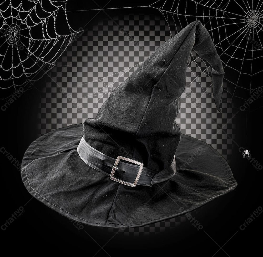 Chapéu De Bruxa Preto Para Halloween Isolado Sobre Um Fundo Transparente