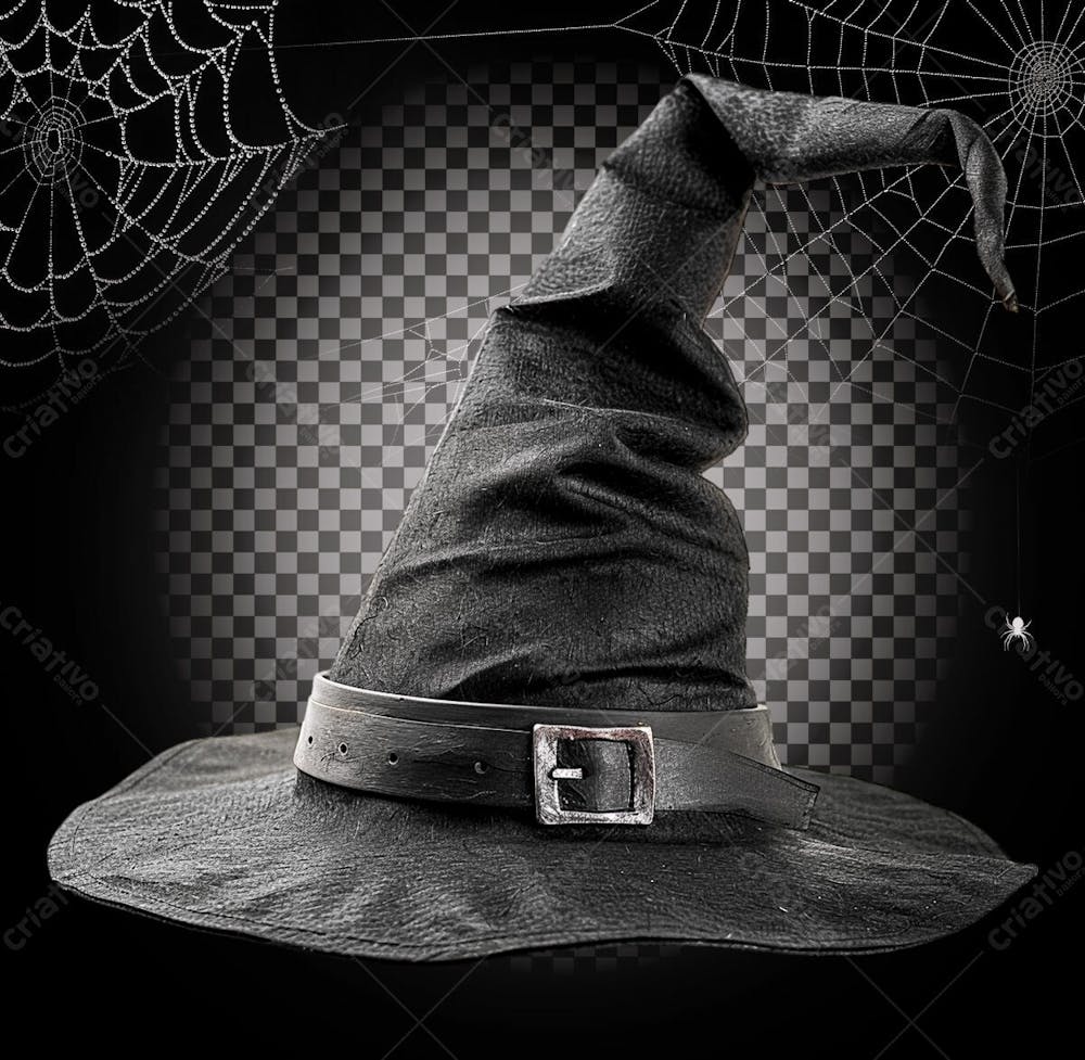 Chapéu De Bruxa Preto Para Halloween Isolado Sobre Um Fundo Transparente