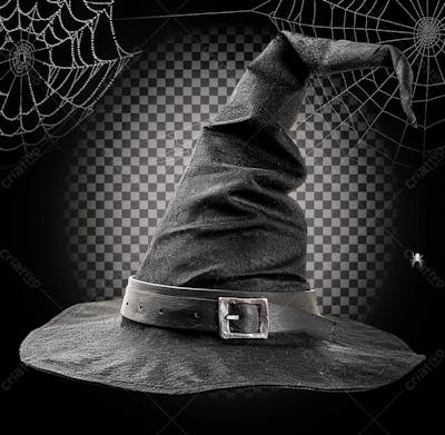 Chapéu De Bruxa Preto Para Halloween Isolado Sobre Um Fundo Transparente