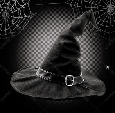 Chapéu De Bruxa Preto Para Halloween Isolado Sobre Um Fundo Transparente