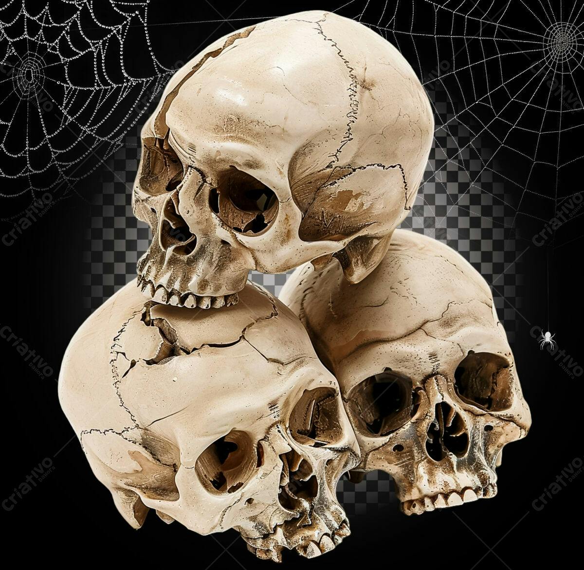 Imagem de caveiras para o Halloween PSD Editável