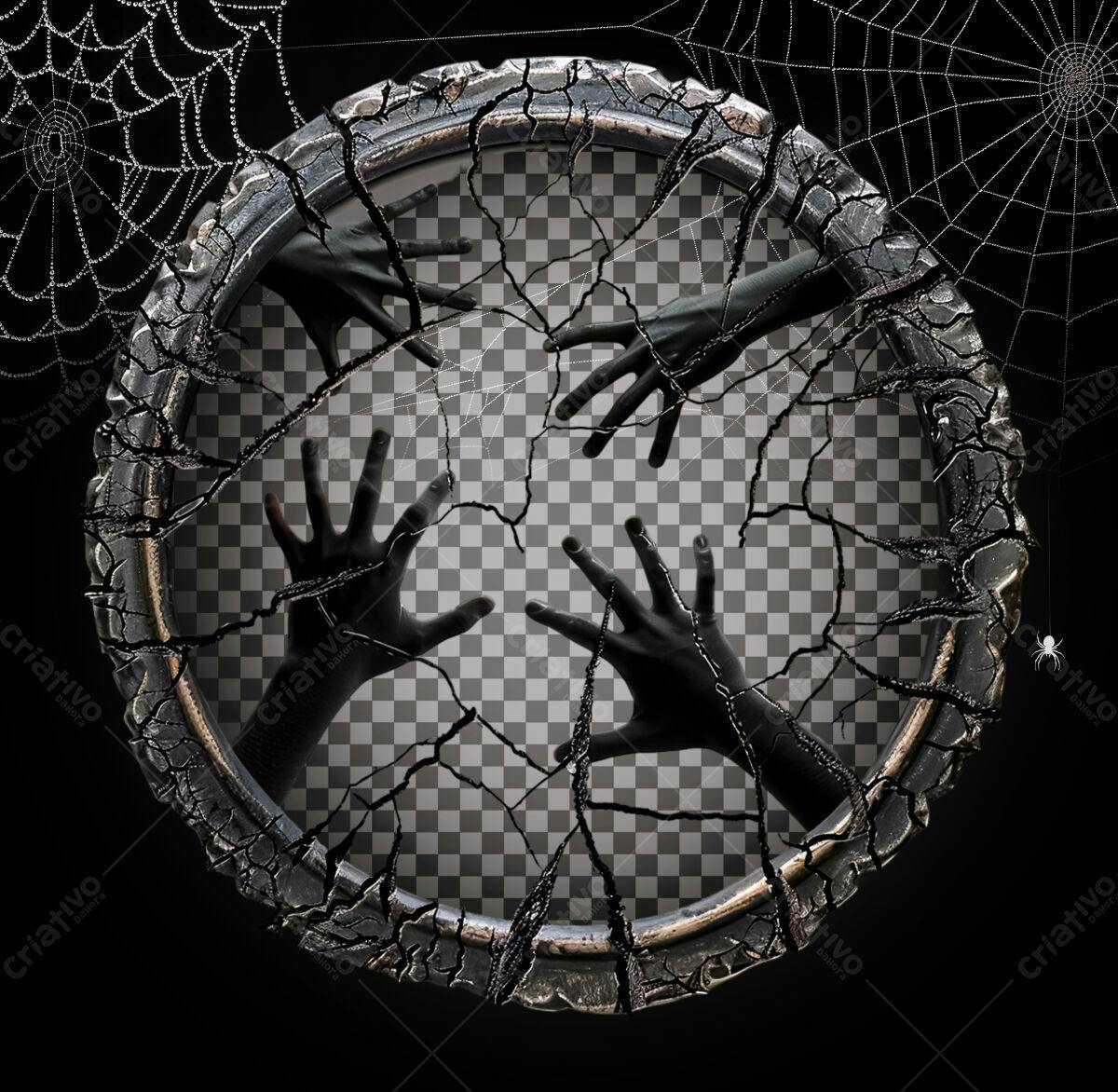 Moldura Halloween com Mãos PSD Editável