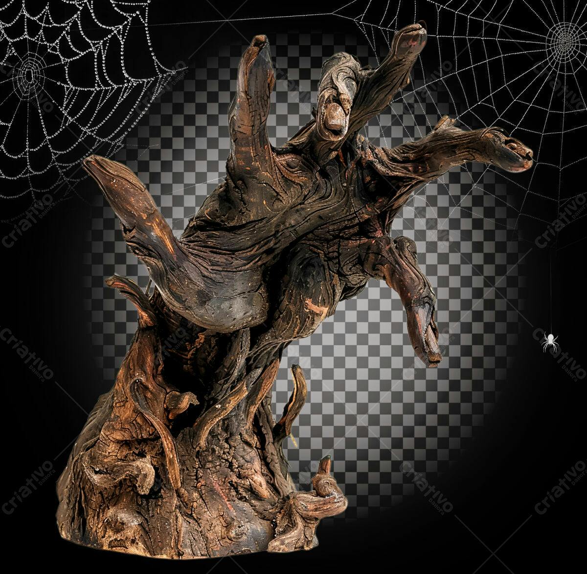 Imagem de Mão Esquelética de Madeira para o Halloween PSD Editável
