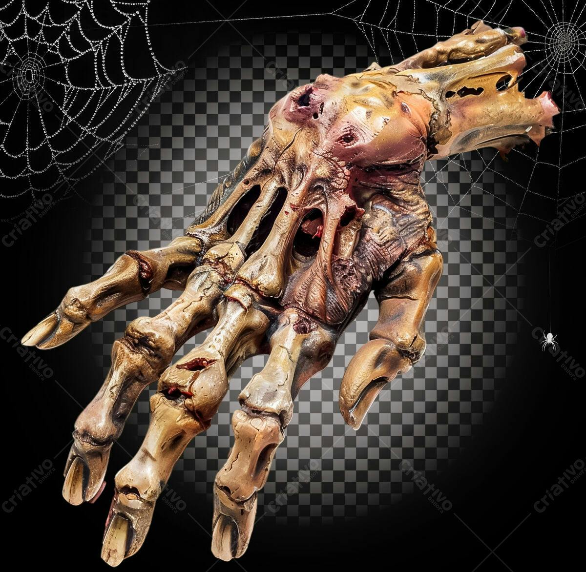 Mão Esquelética para Halloween PSD Editável