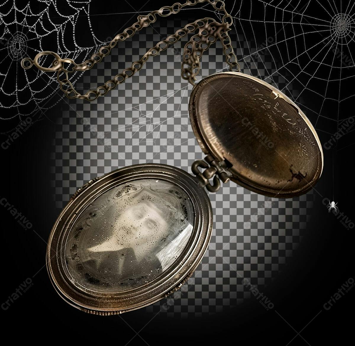 Medalhão Vintage para Dia das Bruxas PSD Editável
