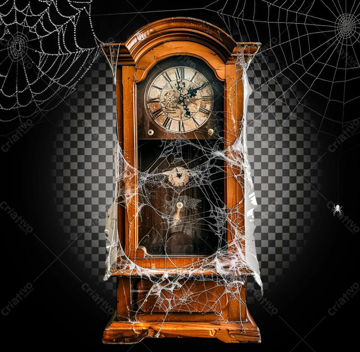 Relógio Antigo com Teia de Aranha PSD Editável