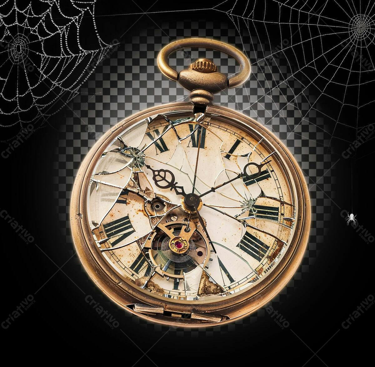 Relógio Quebrado Halloween PSD Editável
